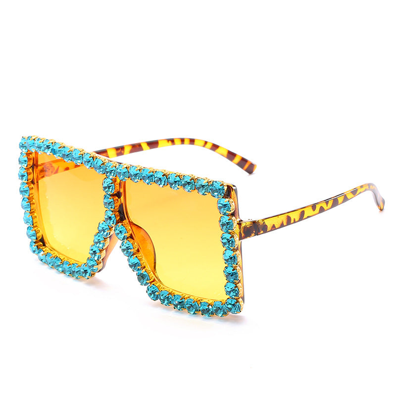 Wholesale PC Diamond Large Square Frame Sunglasses
